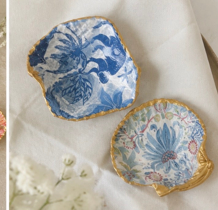 Decorative Shell Trinket Dish | Handmade Coastal Jewellery Dish | Gold Leaf Shell Keepsake