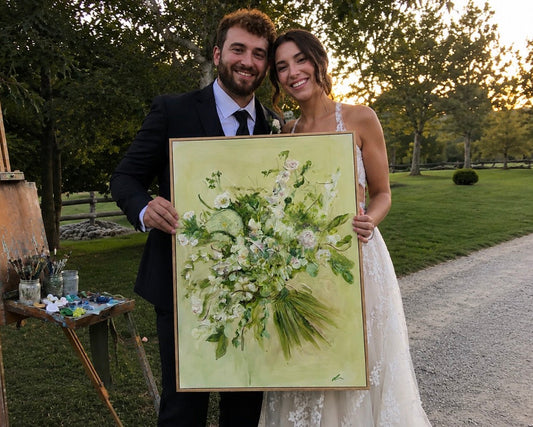 Live wedding bouquet painting